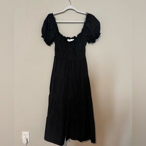 Astr Black Puff Sleeve Maxi Dress